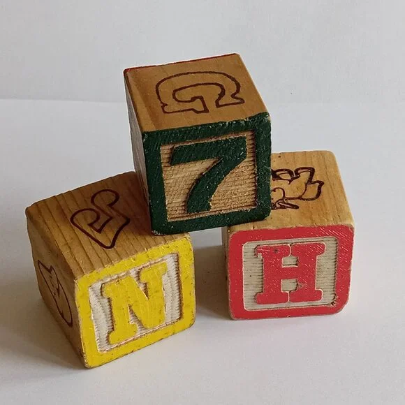 ๐ฏ 10 for $12 / 3 Vintage Toy Wooden Baby Play Blocks - Picture 2 of 6